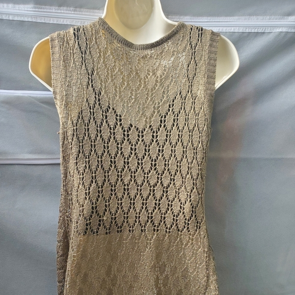 Vintage Khaki Green Boho Crochet Vest - Picture 6 of 11